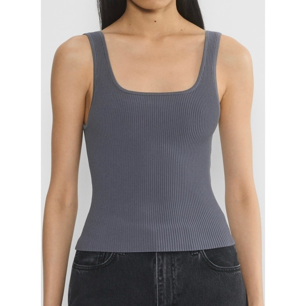 ARITZIA BABATON Sculpt Knit Squareneck Tank in Gray